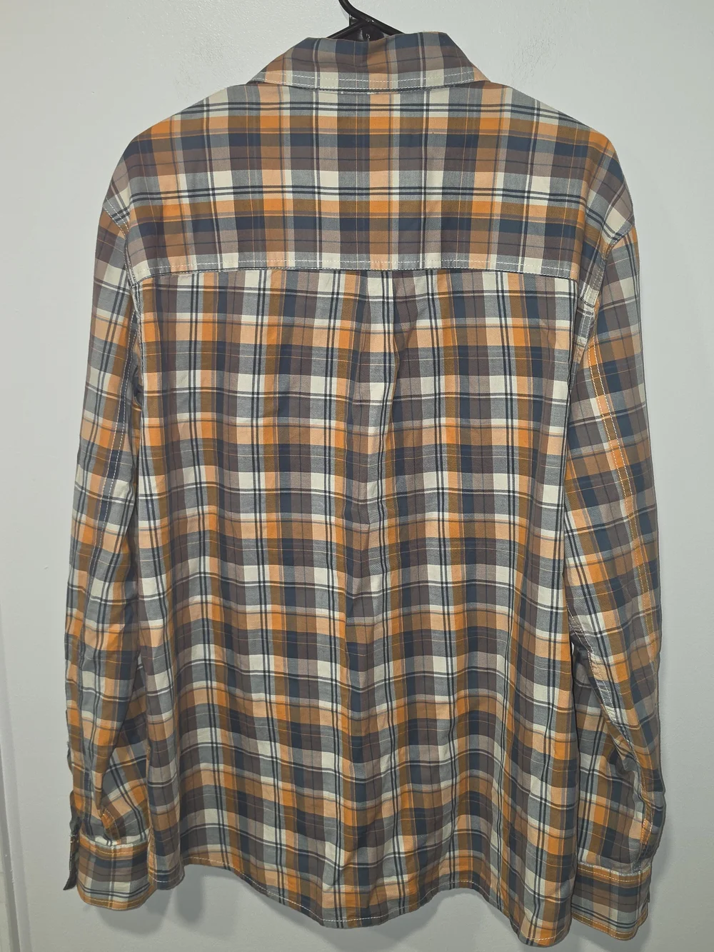 True Religion Men's Orange Plaid Long Sleeve Utility Button Down Shirt Size XL